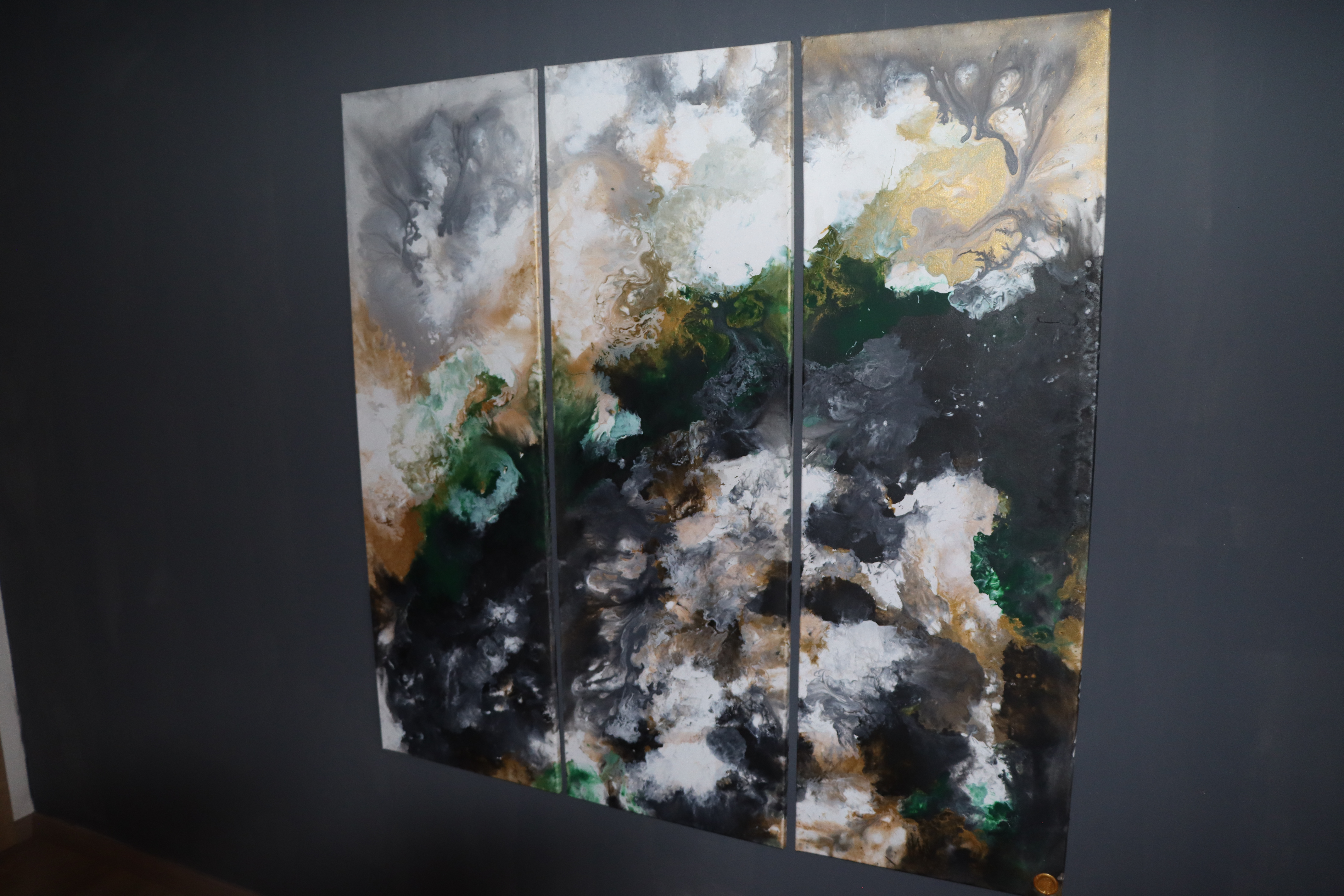 Wandbild 3-Teilig in Acrylic Pouring Technik