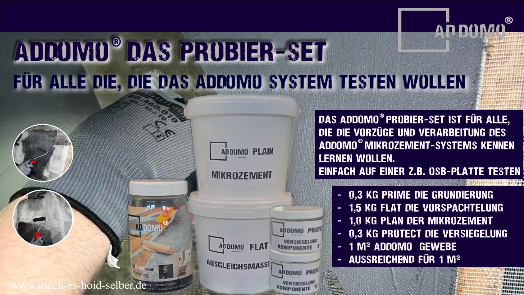 AdDomo® - das Probierset, ausreichend für ca. 1 m²