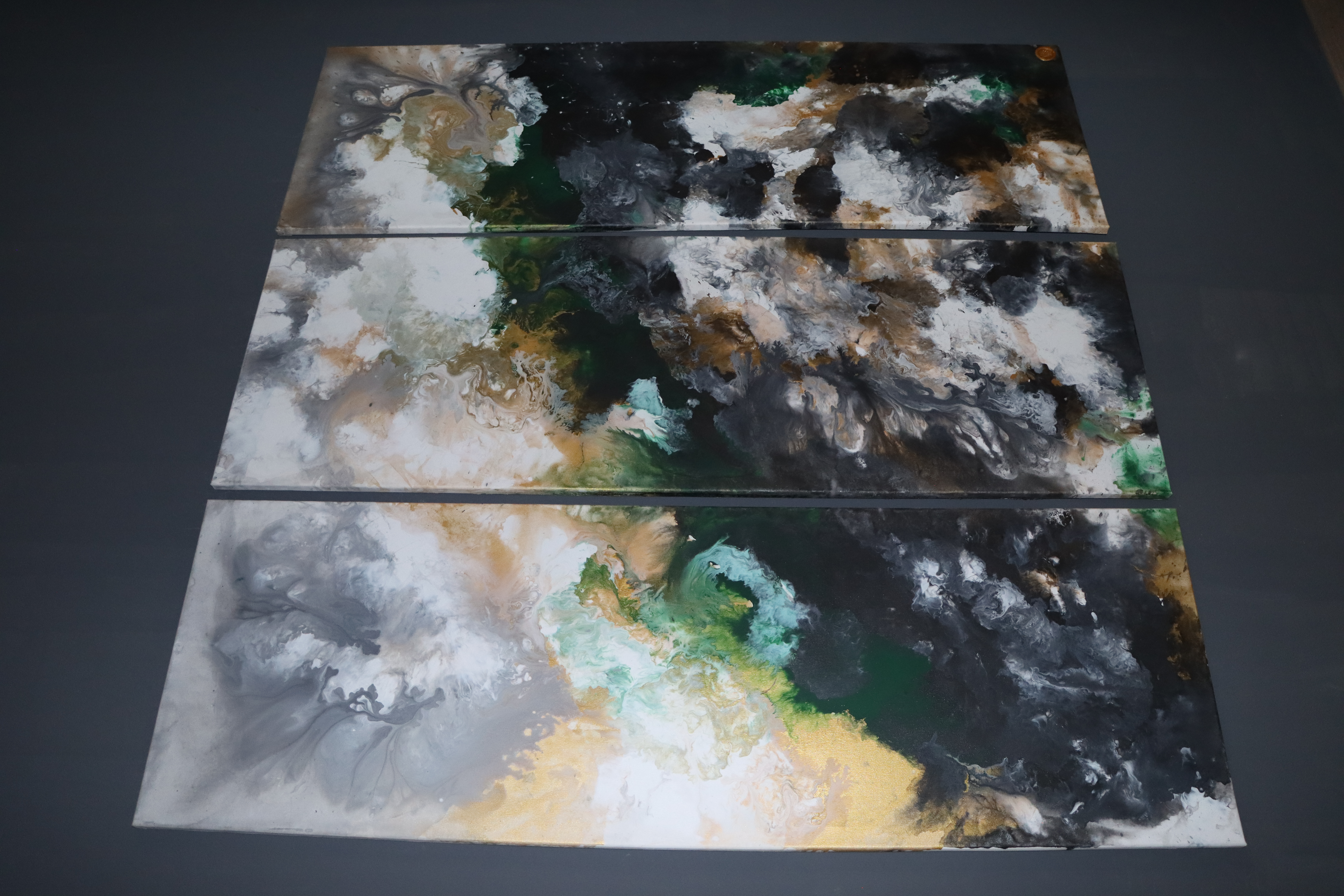 Wandbild 3-Teilig in Acrylic Pouring Technik