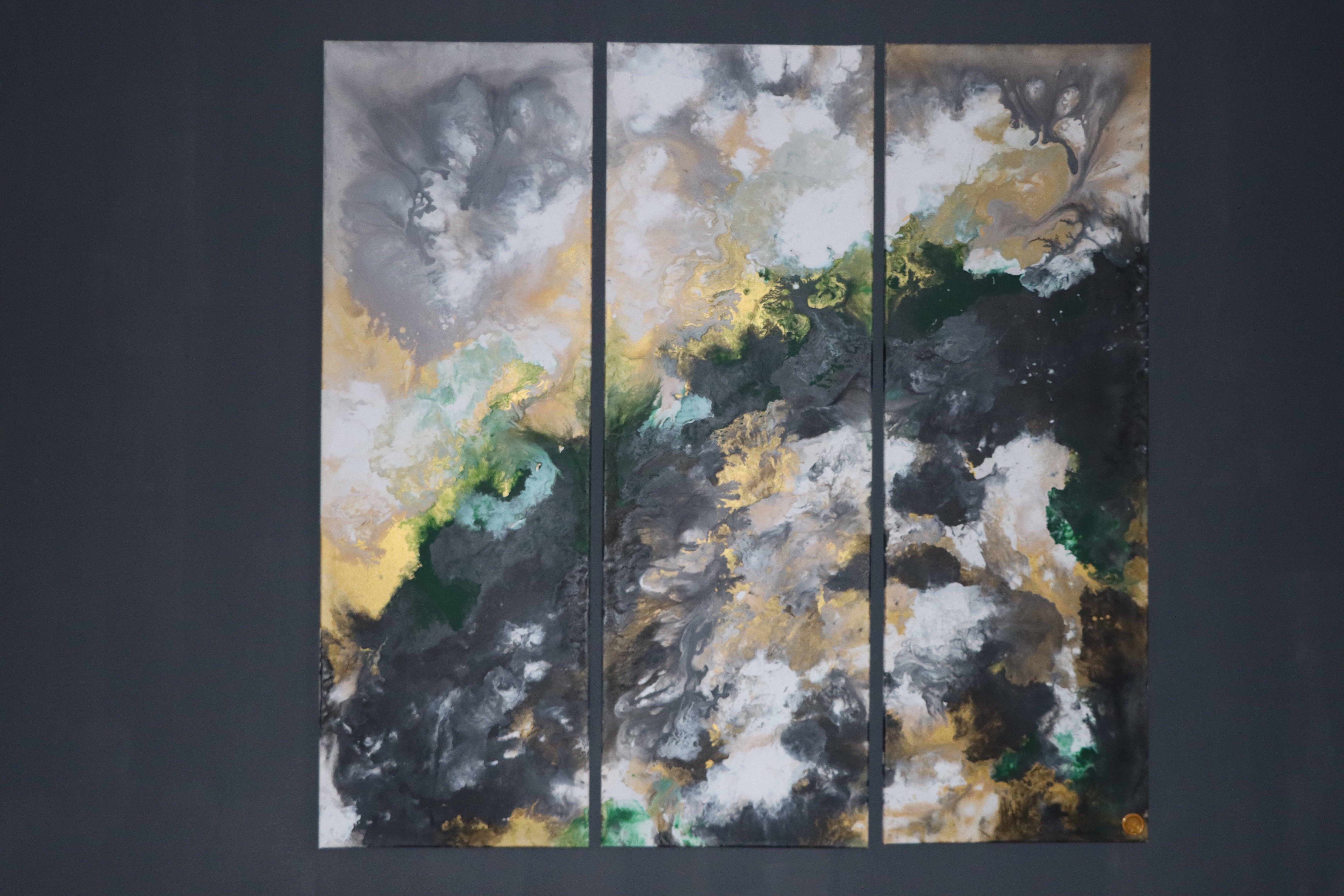 Wandbild 3-Teilig in Acrylic Pouring Technik