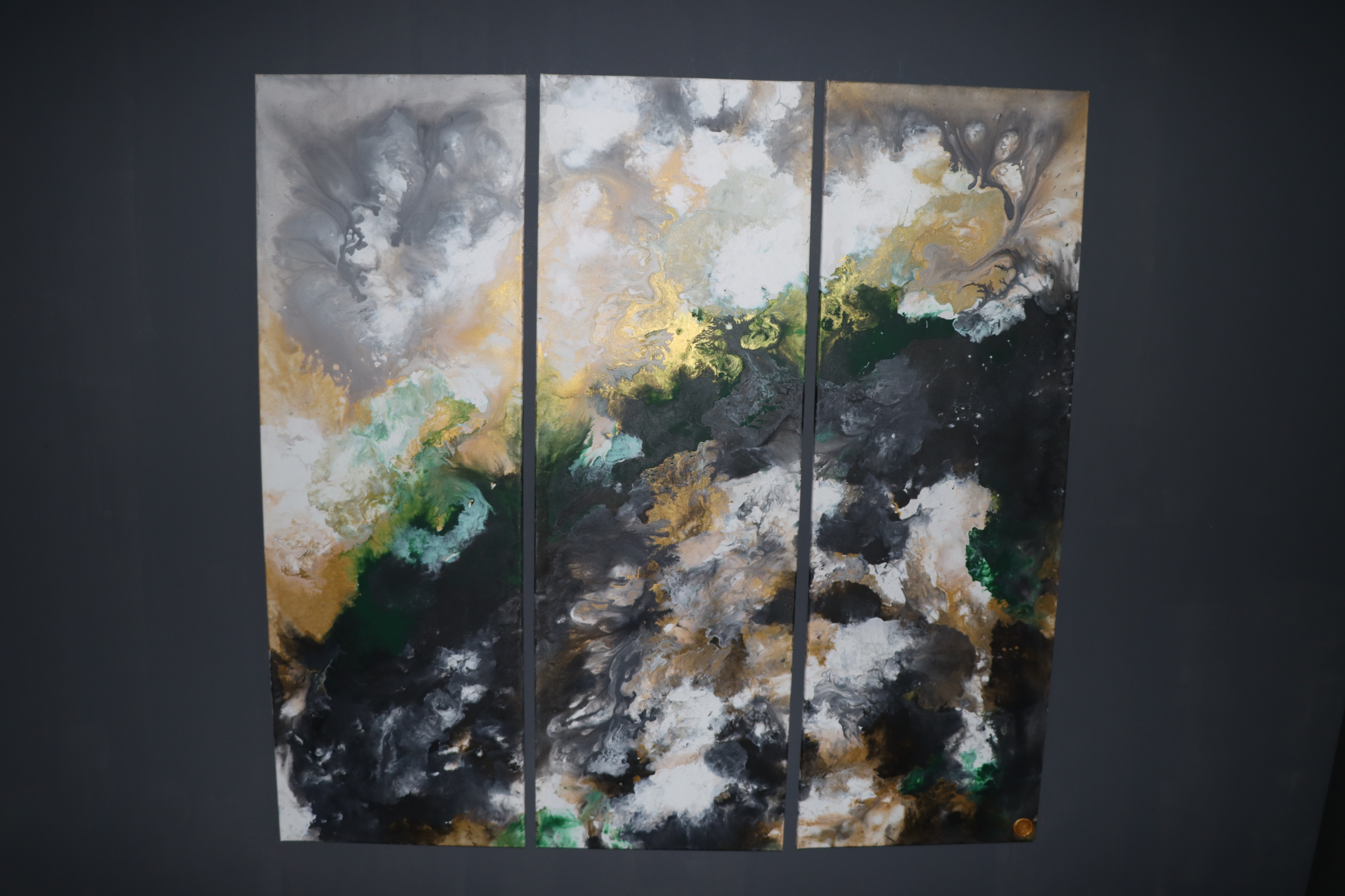 Wandbild 3-Teilig in Acrylic Pouring Technik